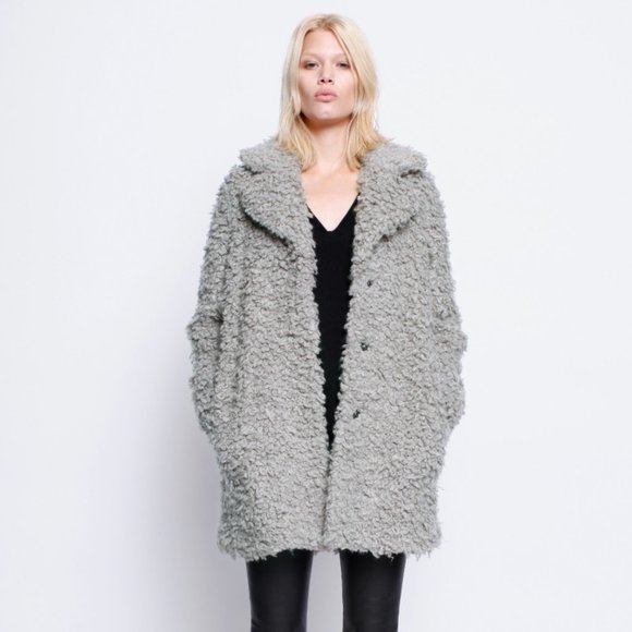 Zadig & Voltaire Jackets & Blazers - Zadig & Voltaire Kana Faux Fur Grey Teddy Coat